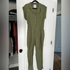 Abercrombie & Fitch Green Utility Jumpsuit with Belted Waist